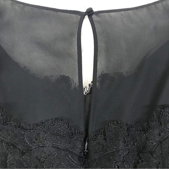 WHBM Black Lace Fitted‎ Dress Cap Sleeve Sheer Sheath Cocktail Dress Size 0 - Picture 10 of 12